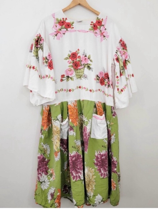 Psychic Outlaw Dresses & Skirts - Psychic Outlaw Patchwork Floral Pocket Midi Dress One Size